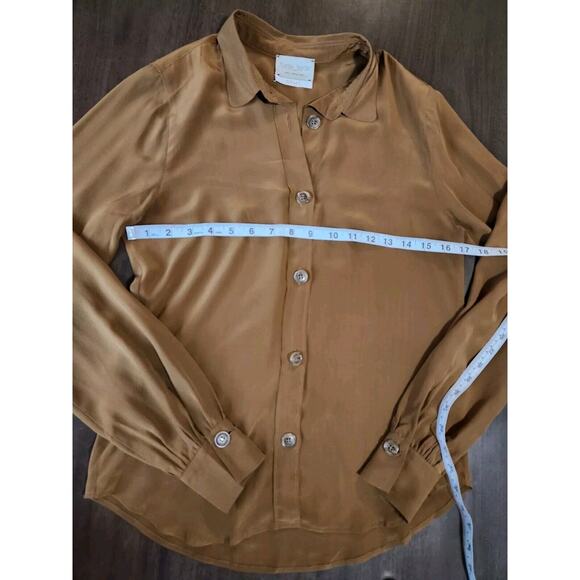 Forte Forte Women's Brown Silk Button Down Shirt Size I Small Long Sleeve Top - Picture 5 of 7